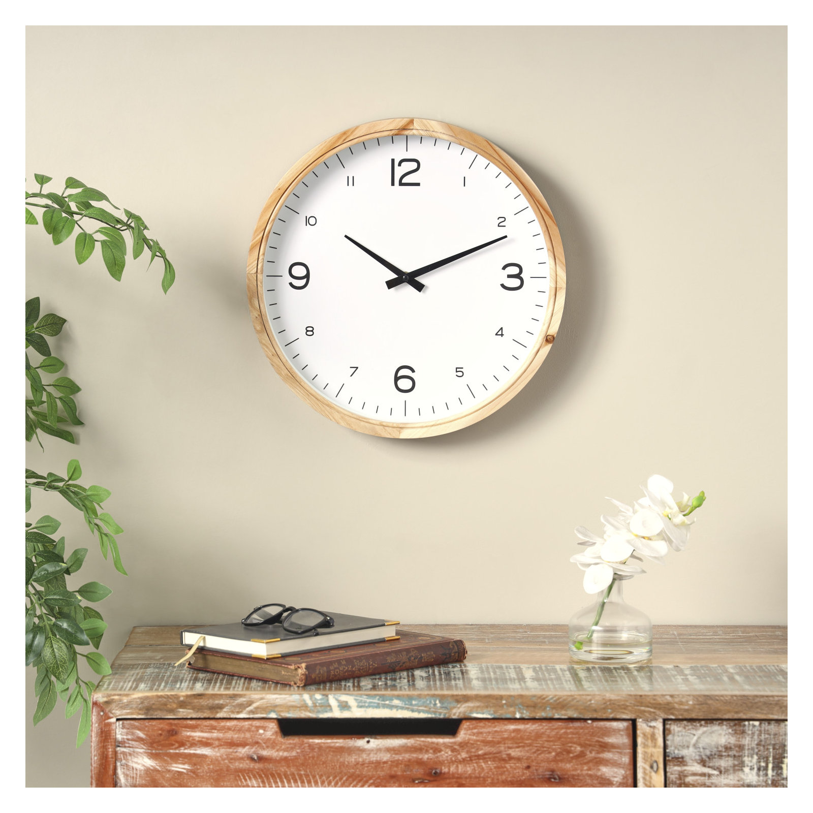 Drexel Wall Clock, 15.6" H x 15.6" W x 2.5" D