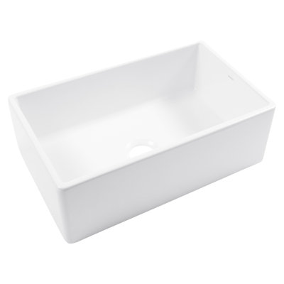 Austen Fireclay 30"" Single Bowl Farmhouse Apron Front Undermount Kitchen Sink and Drain -  Sinkology, SK499-30FC-MW-SS