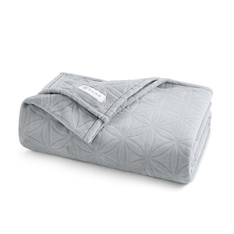 Couverture en peluche 100% polyester GAIAM Velvetloft, Gris anthracite, Grand lit