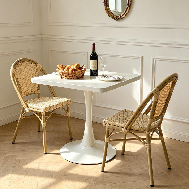 Table de bistro Mid Century Modern, White