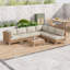 Ensemble de conversation de patio en osier 7 pièces avec canapé modulaire, coussins et table basse pour le jardin ou la cour-750651421