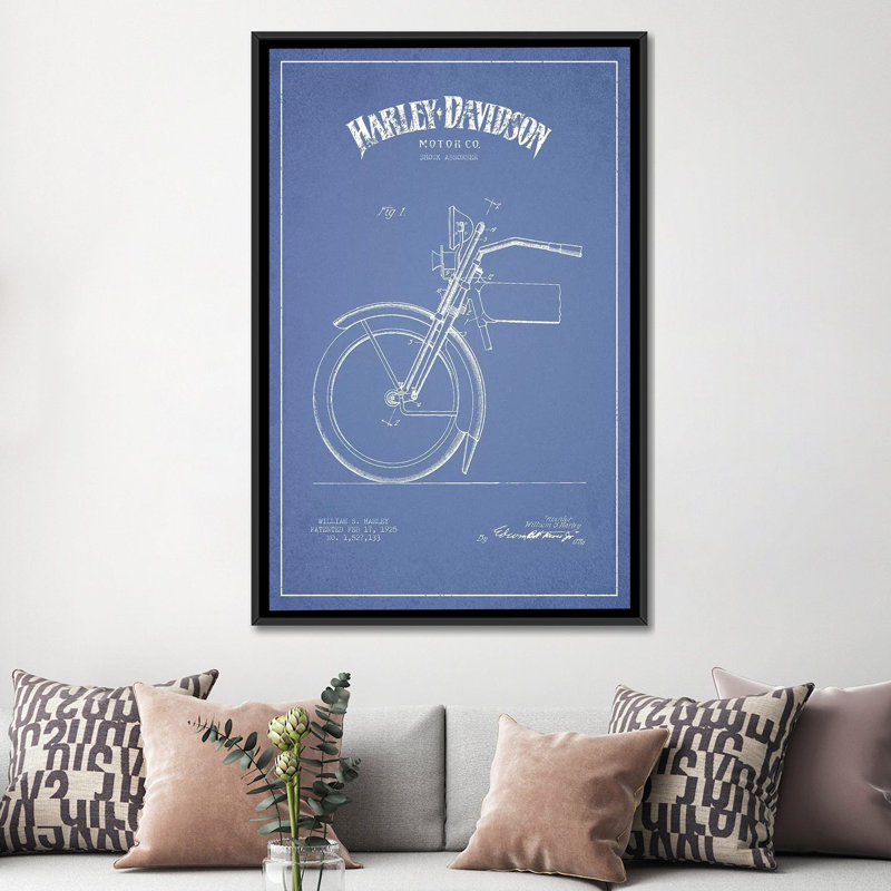 « harley-davidson motocyclettes iv », impression sur toile, H 26 po x l 18 po x P 1,5 po, Toile avec cadre noir