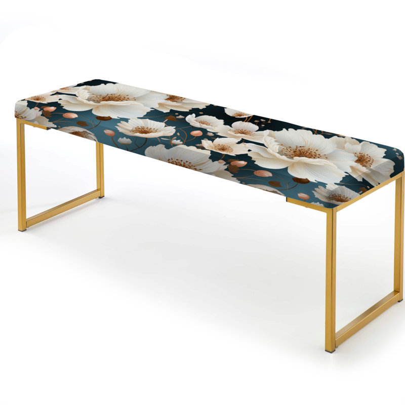 Banc rembourré or, Mystic White Floral Splendour