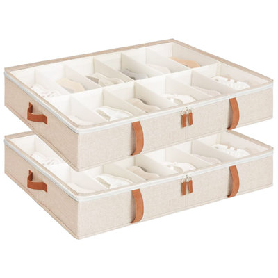 Underbed Shoes Container with Adjustable Dividers
