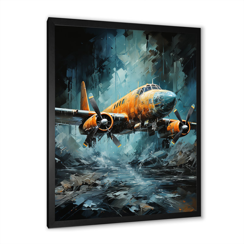 Reconnaissance aérienne d'un avion militaire sur toile, Cadre simple noir, H 32 po x l 24 po x P 1 po