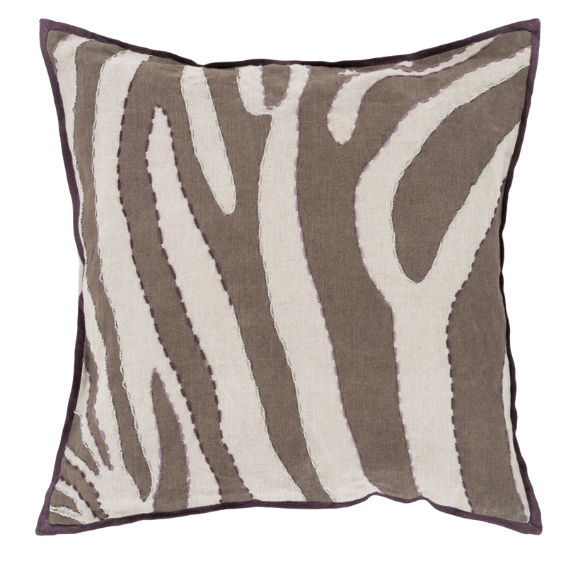 Animal Print Throw Pillow, 22" H x 22" W x 4" D, Gray / Chocolate, Polyester