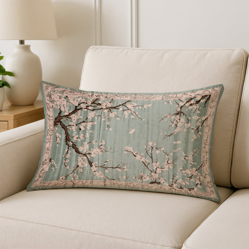 Coussin décoratif intérieur et extérieur Modern, Gris floral 77, Rectangle H 20 po x l 14 po