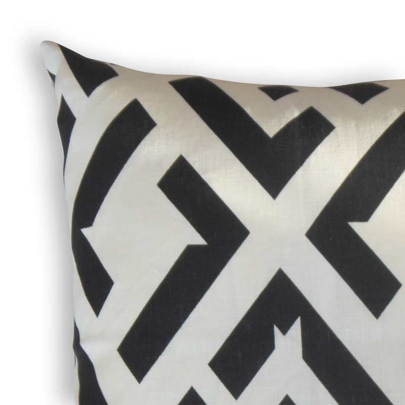 Gabriele Linen Square Pillow Cover & Insert, Height(24") x Width(24"), Gray/Black