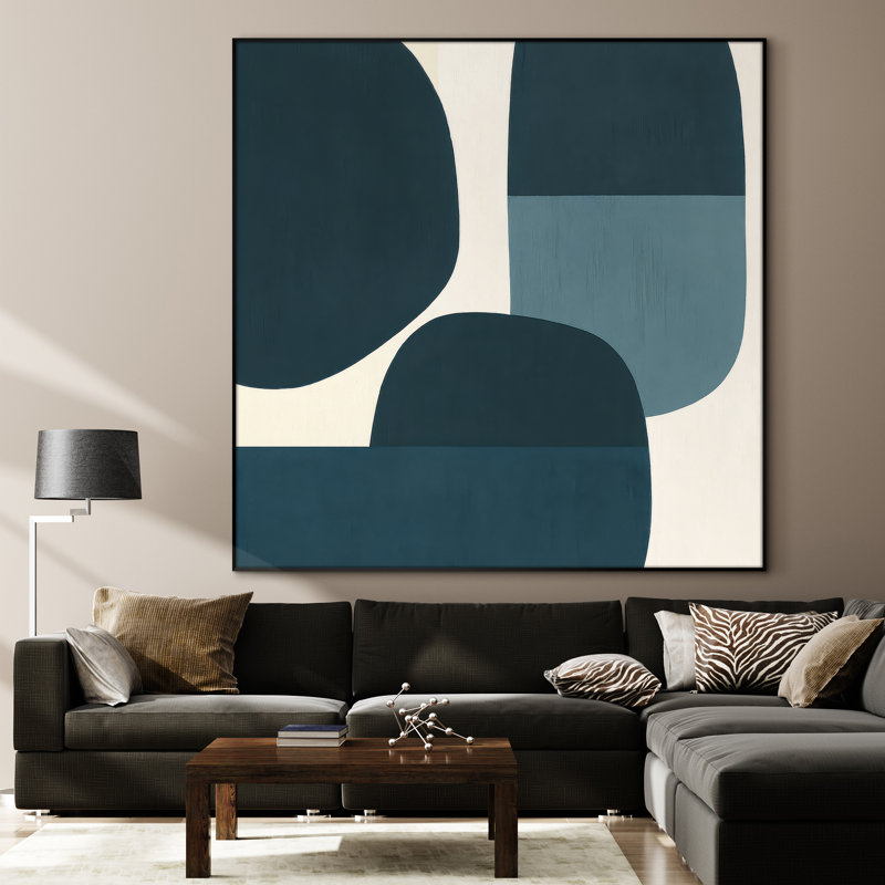 Très grand art mural, reproduction d'art sur toile - art abstrait moderne et net, H 46 po x l 46 po