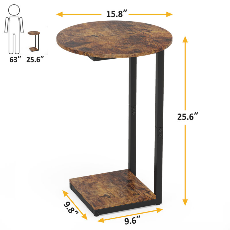 Gregert Tray Top C End Table Side Table with Storage, Round Table Top Design, Rustic Brown