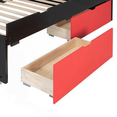 Lit double mezzanine double avec bureau coulissant et lit gigogne simple, lit superposé multifonctionnel avec 2 tiroirs de rangement et marches de rangement, jeu de lit et poste de travail peu encombrant