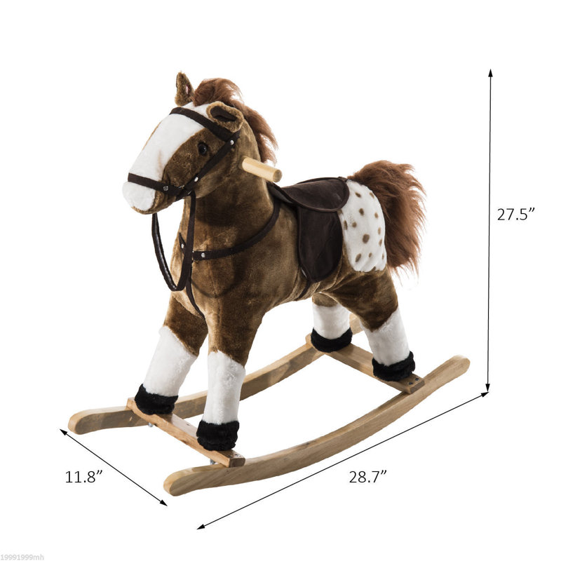Kids Plush Pony Rocking Horse,wood, Brown