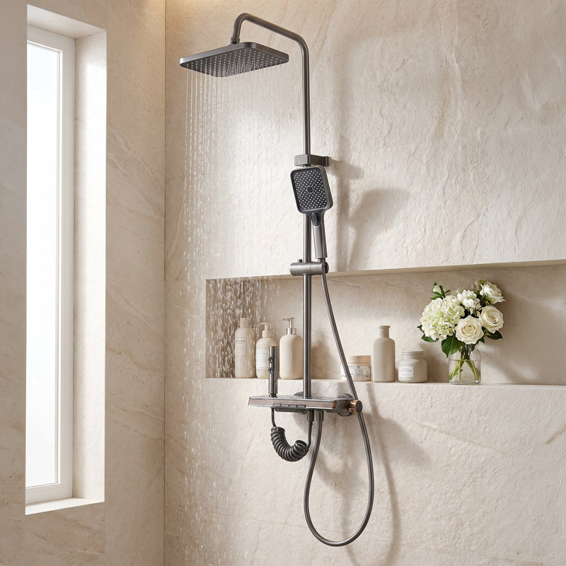 Wall-Mount Bathroom Piano-Key Panel Shower System Set