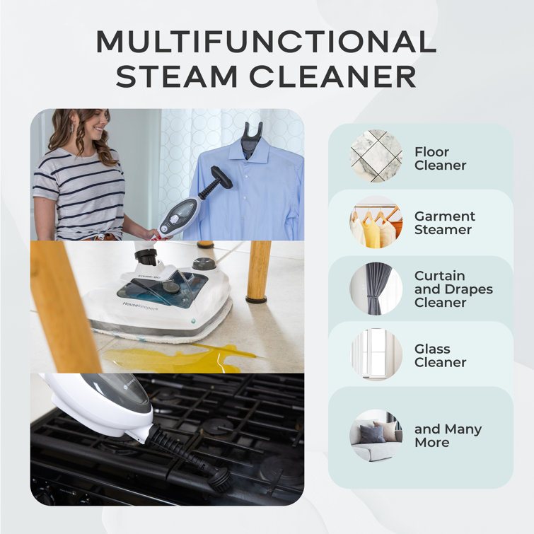 LIGHT 'N' EASY Steam Mop Cleaner 5-in-1 with Detachable Handheld Unit,  Multi-Purpose Floor Steamer for Hardwood/Grout/Tile/Laminate, Black -Used 