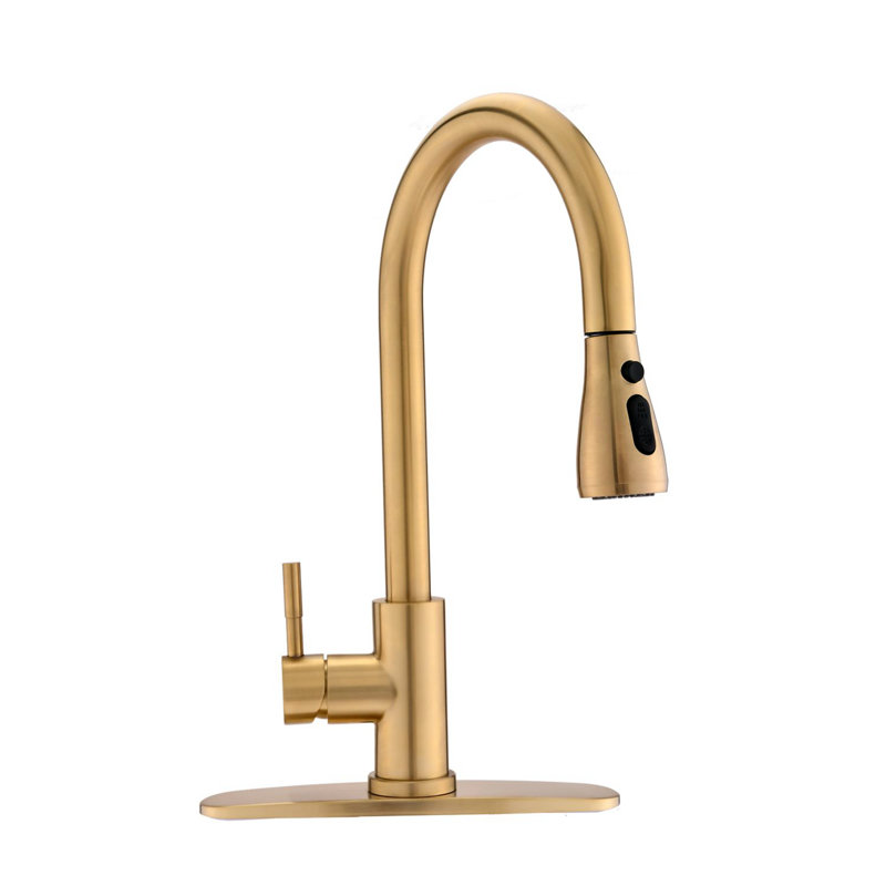 INLE Pull Down Kitchen Faucet, Brushed Gold