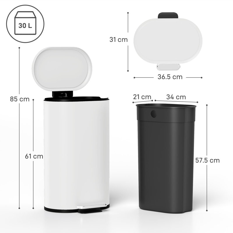 Step On Kitchen Trash Can - 30L, Cream