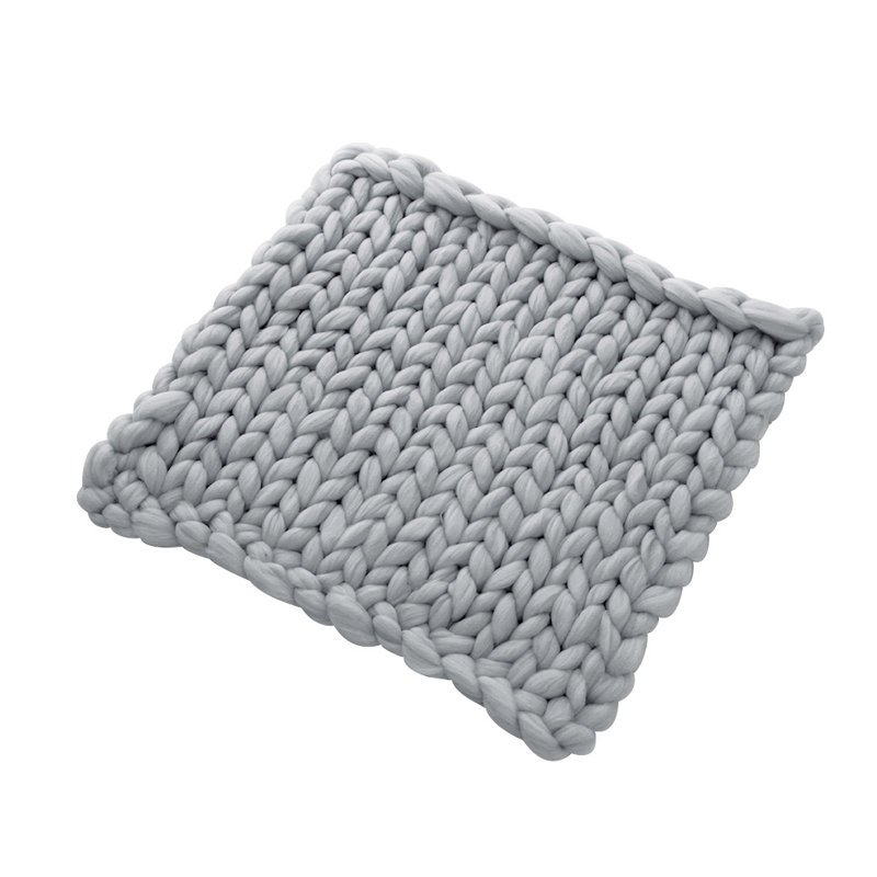 Oralia Chunky Knit Throw Blanket Handwoven Home Decor, W60 x L60cm, Grey