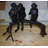 Three monkeys on a tree log - Bronze Statue -  Size: 27"L x 11"W x 18"H. 