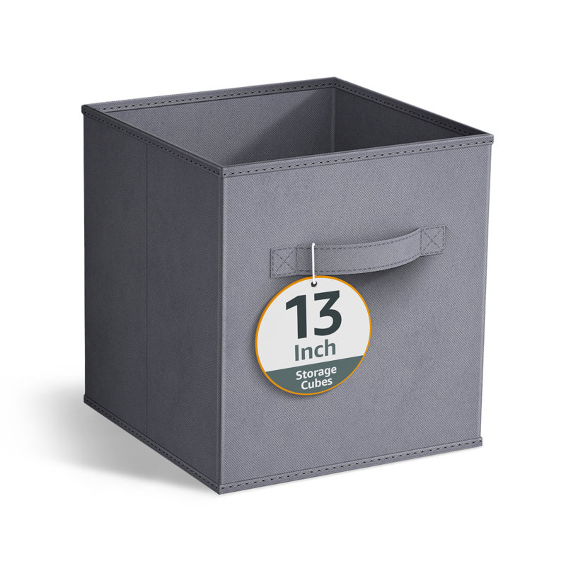 13" Large Foldable Storage Cubes with Handles 1 Piece, Gray, Gray