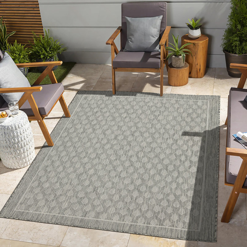 Tapis intérieur / extérieur argent Sunshine, Tapis de couloir 2 pi 7 po x 7 pi 3 po