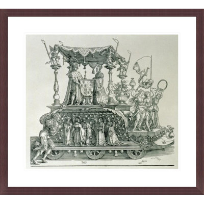 Le mariage bourguignon ou la procession triomphale de l'empereur Maximilien Ier d'Allemande (1459-1519) montrant le chariot de mariage de Maximilien et de Marie de Bourgogne (1458-82) dirigé par la figure de la Victoire par Albrecht Dürer - Impression Giclée encadrée
