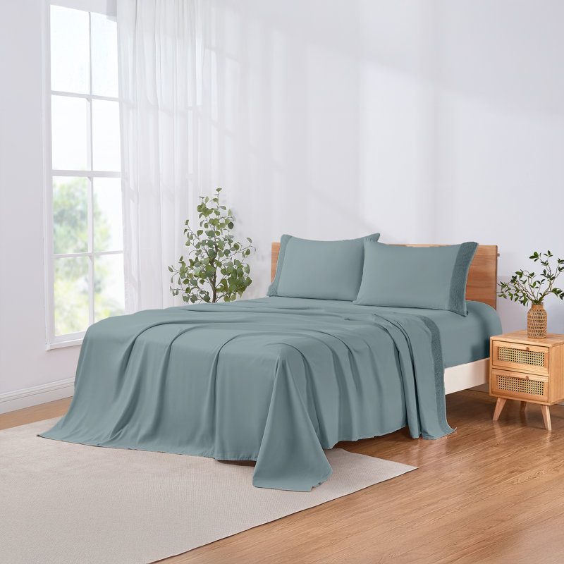 Ensemble de draps en microfibre 4 pièces Modern, Ensemble de draps pour lit simple + 1 drap-housse , Minéral