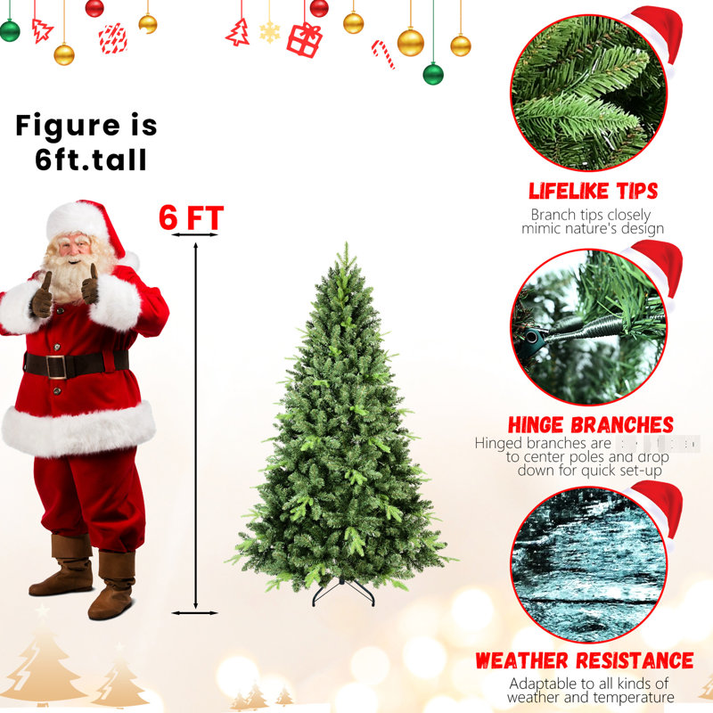 Arbre de Noël de 5 pi avec 967 pointes en PE +, aspect naturel, branches articulées pour un assemblage rapide, arbre de décoration en métal pour fêtes, branches réalistes, installation rapide et stressante, stable