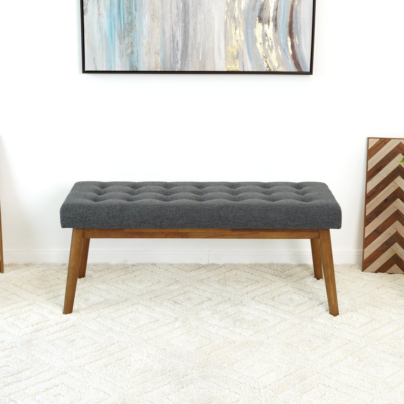 Dole Velvet Upholstered Bench, Gray