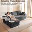 Canapé de coin modulaire 3 places en velours côtelé, 107 pouces, avec rangement et pouf.-383895064