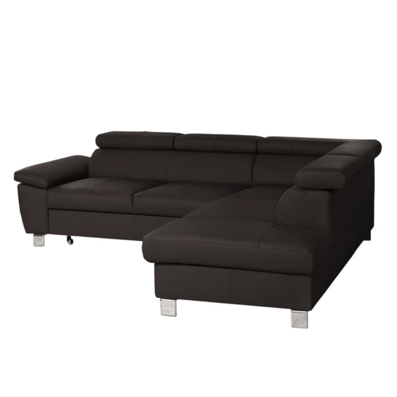 Alfreddie Leather Corner Sofa with Sleeping Function and Storage, Brown, Right Hand Facing