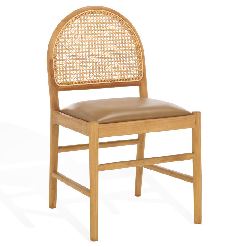 Ottavia Rattan Dining Chair, Brown Leather, Natural
