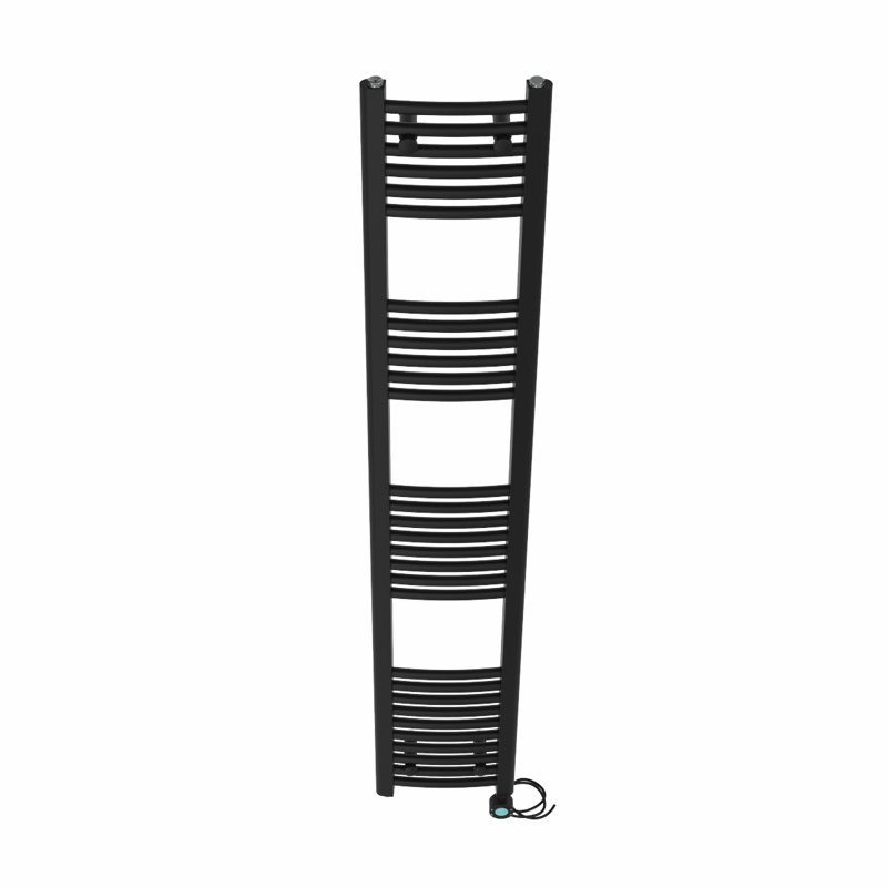Curved Towel Rail Heated Towel Rails, 180cm H x 30cm W x 3.4cm D, Black