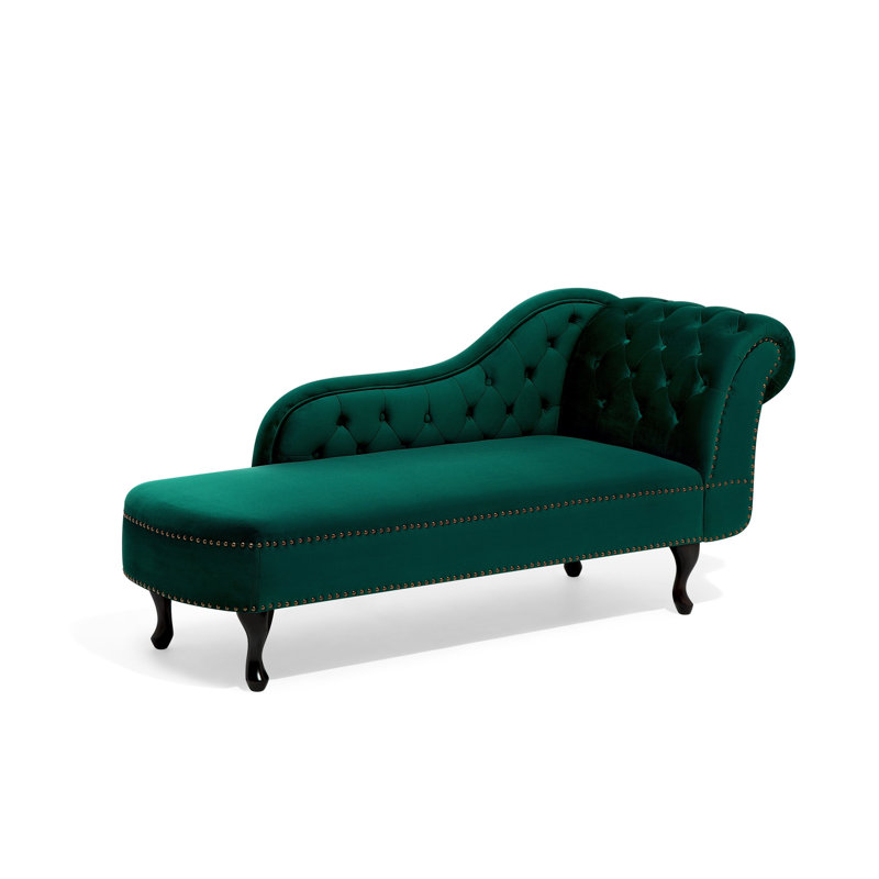 Jeb Velvet Chaise Lounge, Right Hand Facing, Green