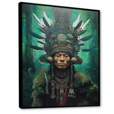 Indigène chaman Amazon Feather coiffe sur toile