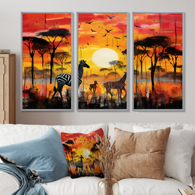 Maritha - Zebra Animal Wall Art Decor Set