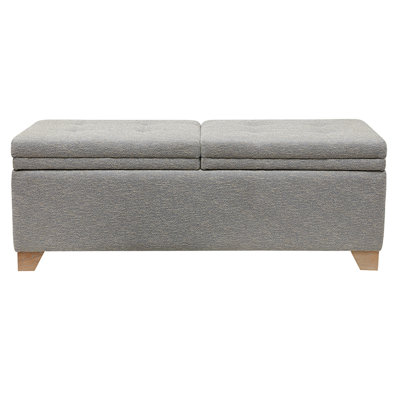 Grey Multi Upholstered Storage Bench With Solid Leg Support Soft Close In Construction And Legs