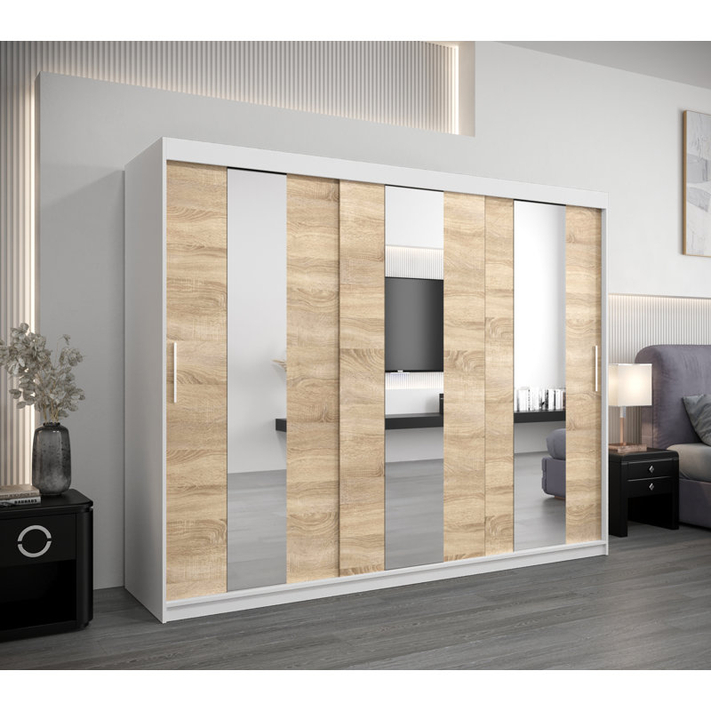 Ayran 3 Door Manufactured Wood Wardrobe, Matte White