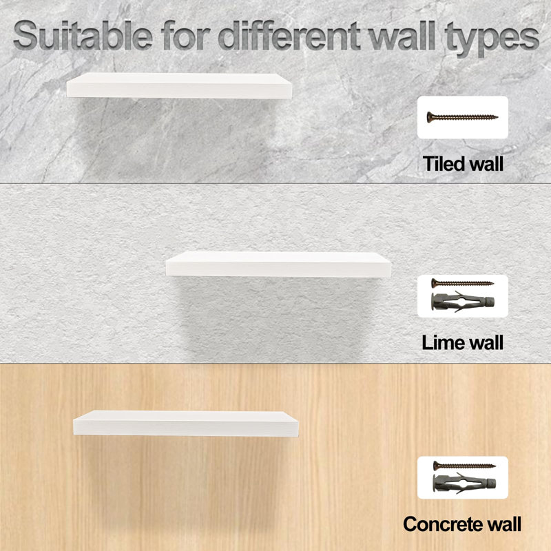 Curits Wood Floating Shelf, White