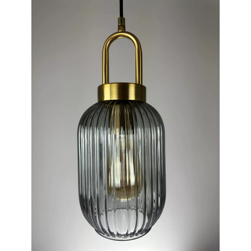 1 - Light Gold Cylinder Pendant, Clear