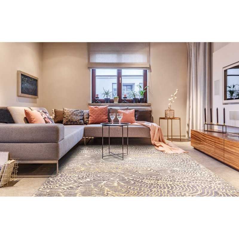 Koi Machine Woven Grey Indoor Rug, Rectangle 100 x 180cm
