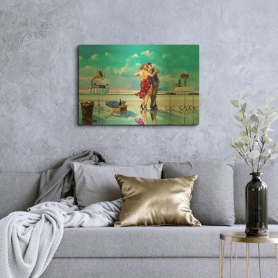 « Lambada au coucher du soleil » de Ronald West, tableau mural en métal doré, 91,4 cm x 61 cm
