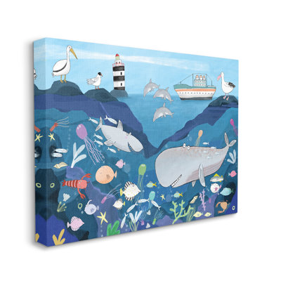 Illustration d'un enfant sous-marin, requin-baleine - peinture
