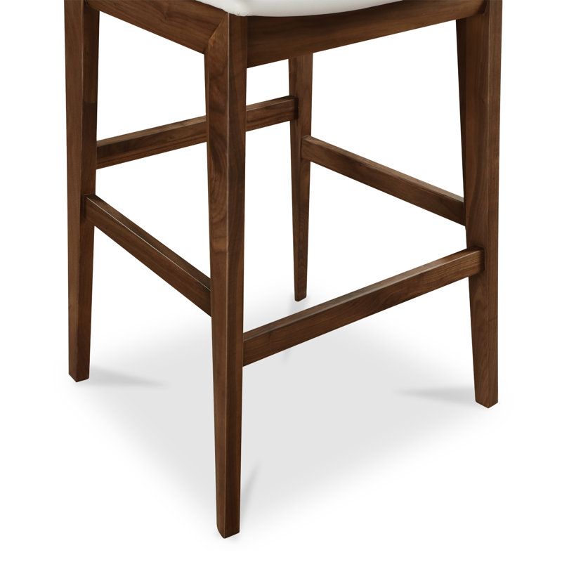 Tabouret de comptoir Anrey en PVC blanc, Noyer, Tabouret de bar (siège d’une hauteur de 30 po)