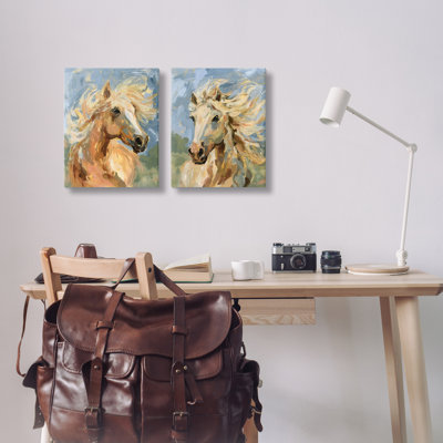  Ensemble de 2 reproductions d'art sur toile, "Windes Manes Horses" par Victoria Barnes