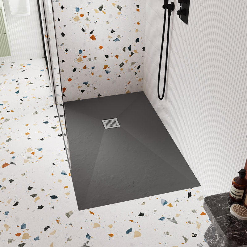 1200 x 800 mm Standard Shower Tray, 3.3cm H x 90cm W x 160cm D, Grey Slate