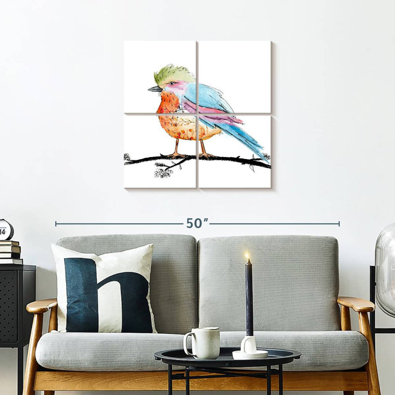 Brampt floral, oiseau brillant I, H 26 po x l 26 po