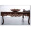 Table basse rectangulaire 1 pièce avec style traditionnel, pieds courbés, structure en bois massif et motif sculpté complexe