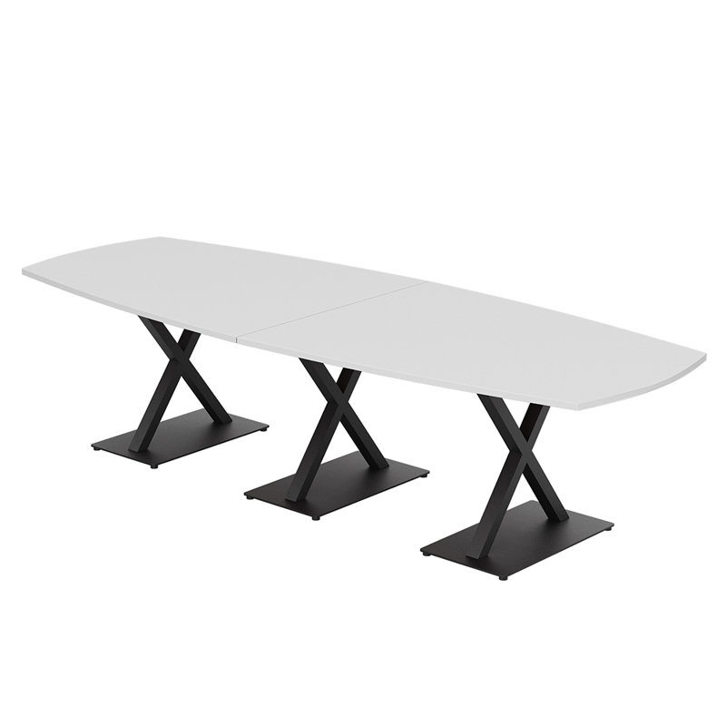 Table de conférence Pavert, Noir mat, Blanc classique, H 30 po x l 144 po x P 48 po
