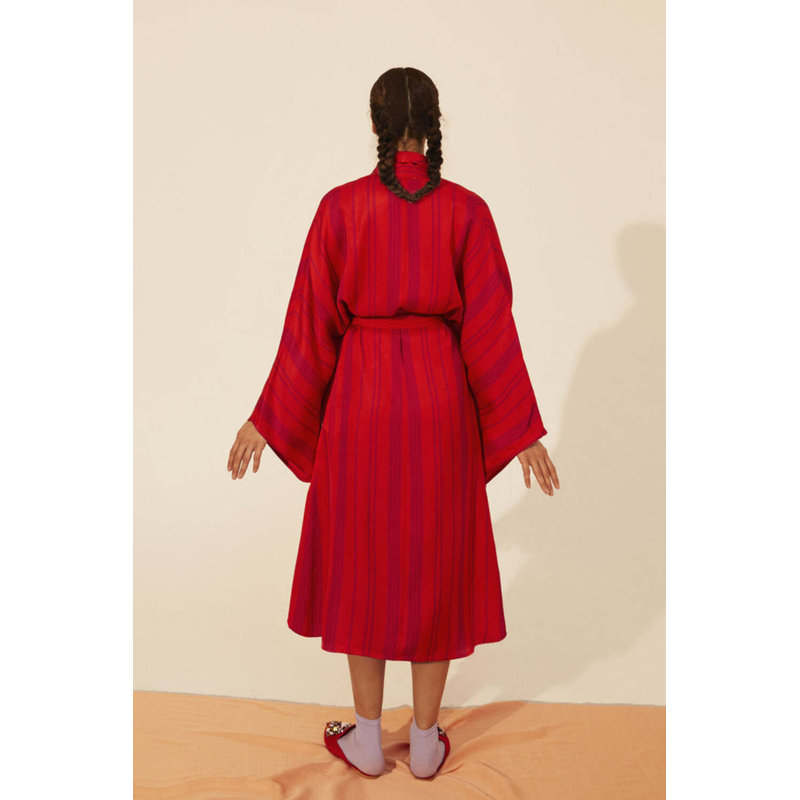 Shawl Neck Kimono Red