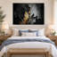 Art mural sur toile de luxe abstrait noir, doré et gris, toile tendue moderne, prête à être accrochée-1014675110